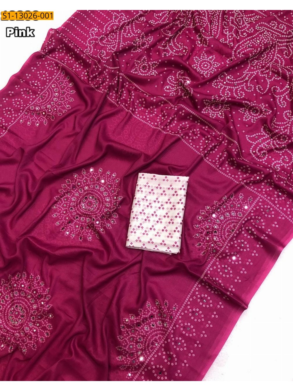 Soft Crape Silk Bandani Print Saree