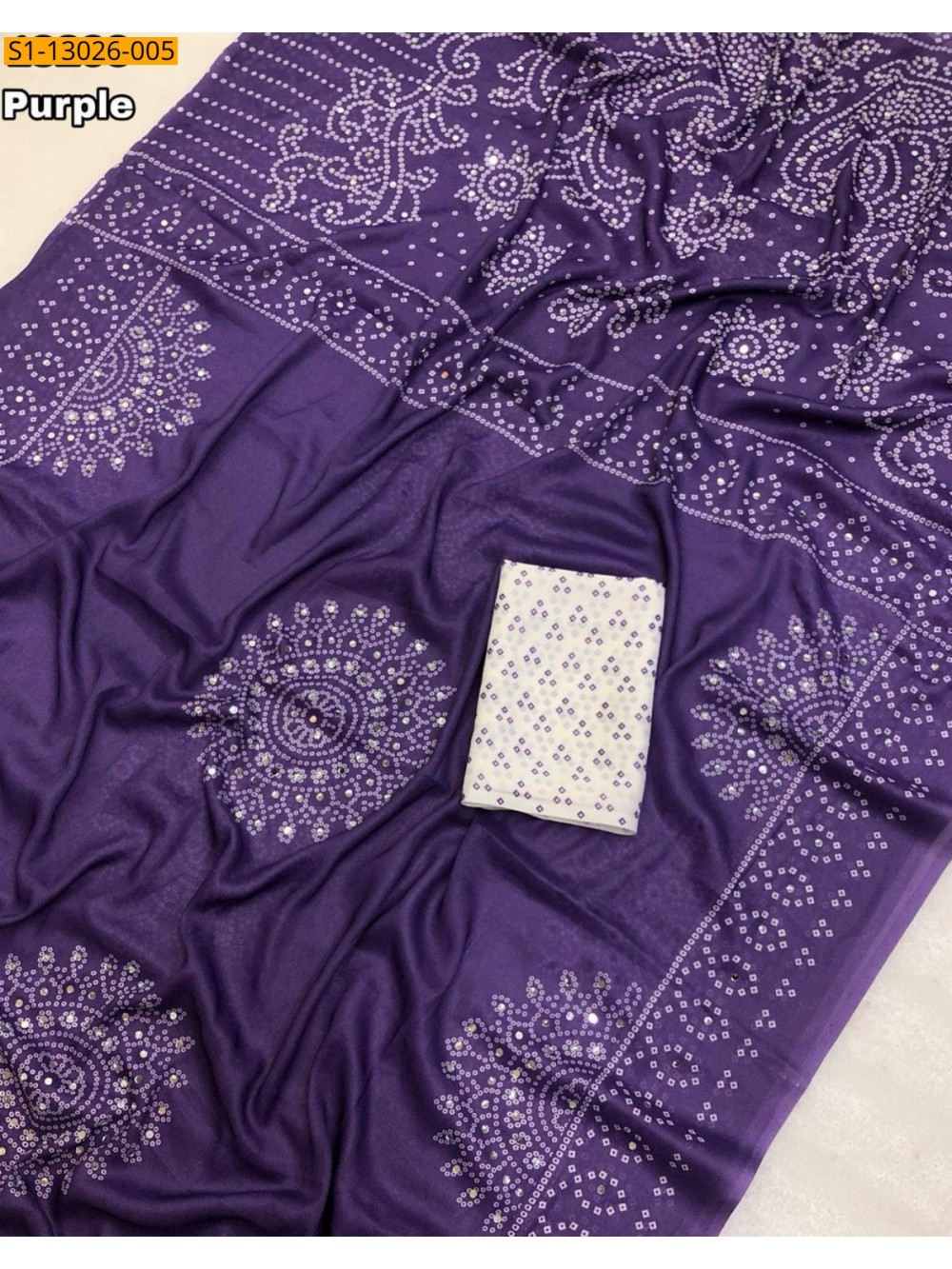 Soft Crape Silk Bandani Print Saree