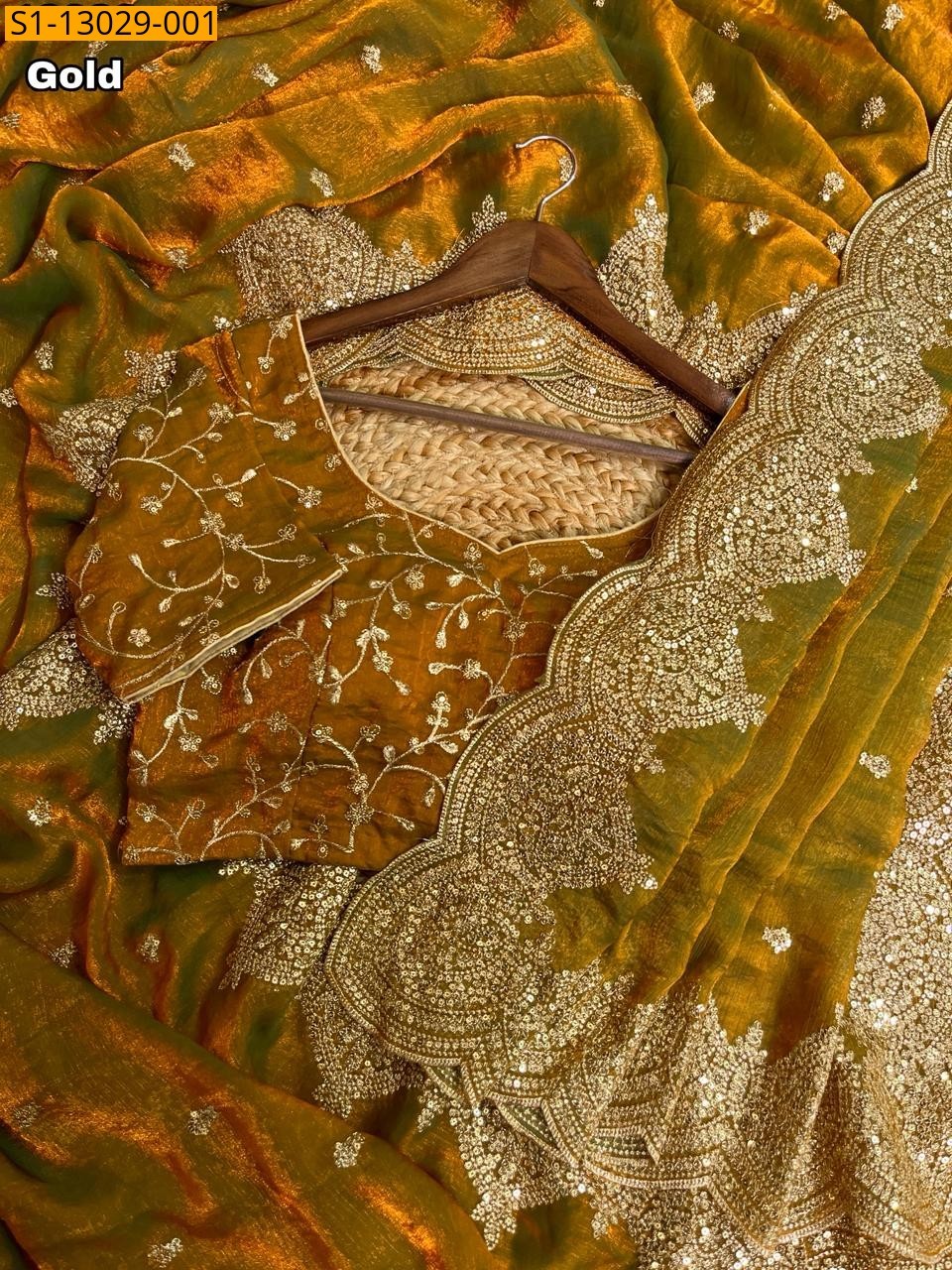 Gold Fendy chiffon Sarees