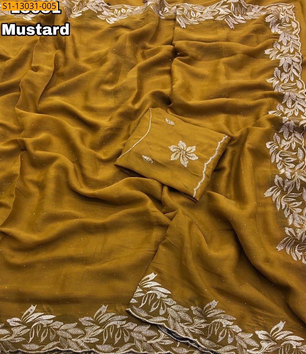 Mustard Fancy Georgette Saree