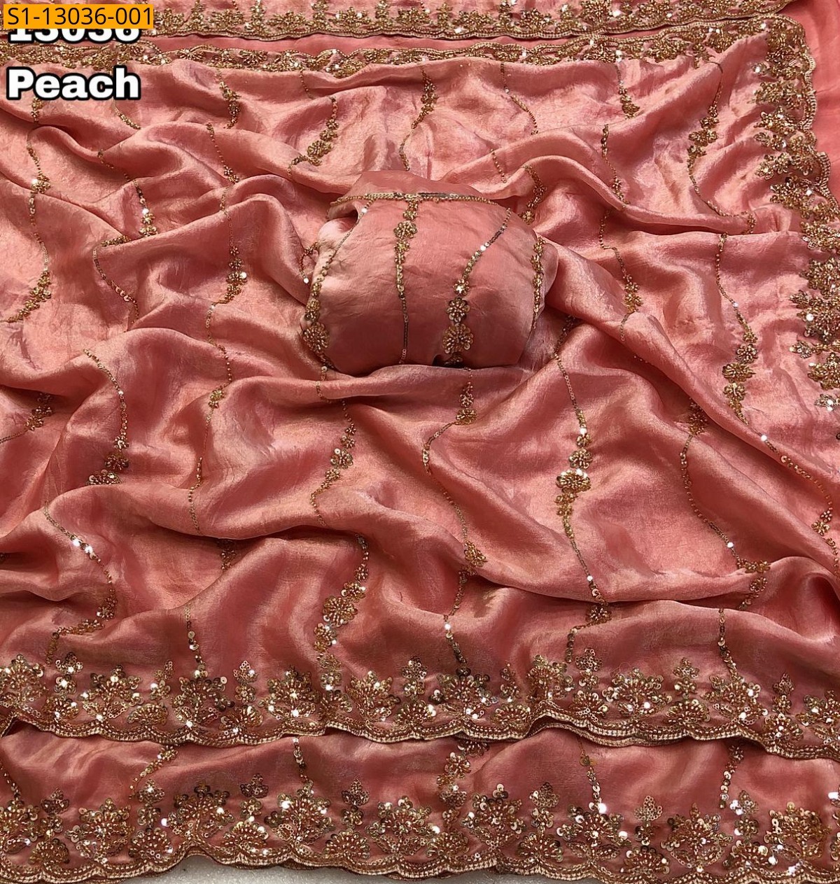 Peach Space silk Sarees