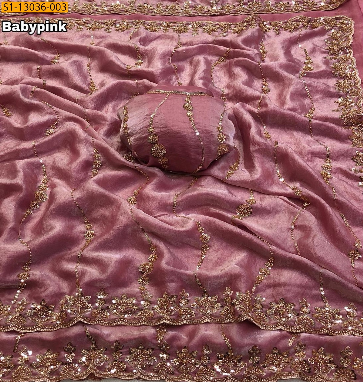 Baby pink Space silk Sarees