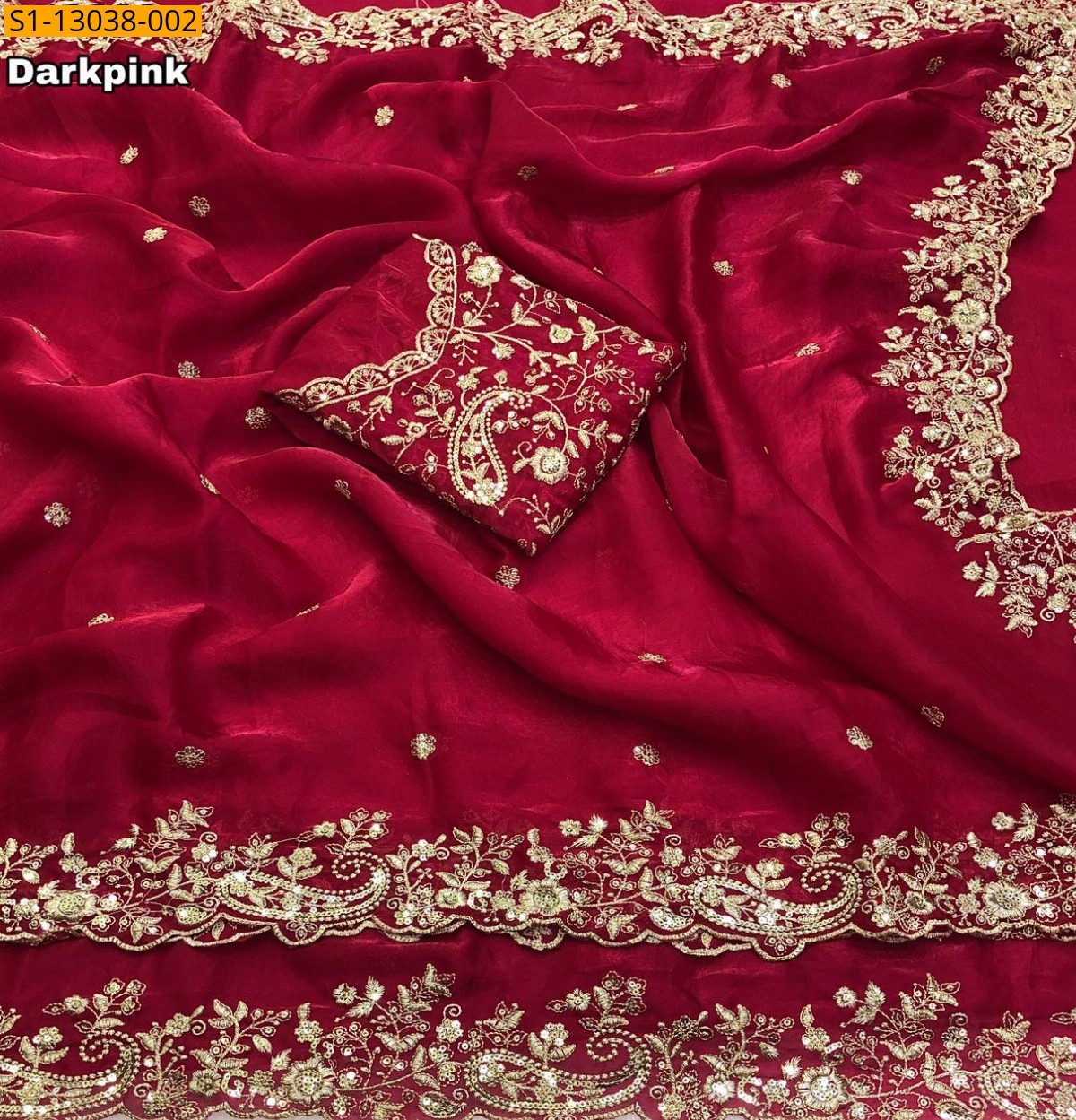 Dark pink Space Silk Sarees
