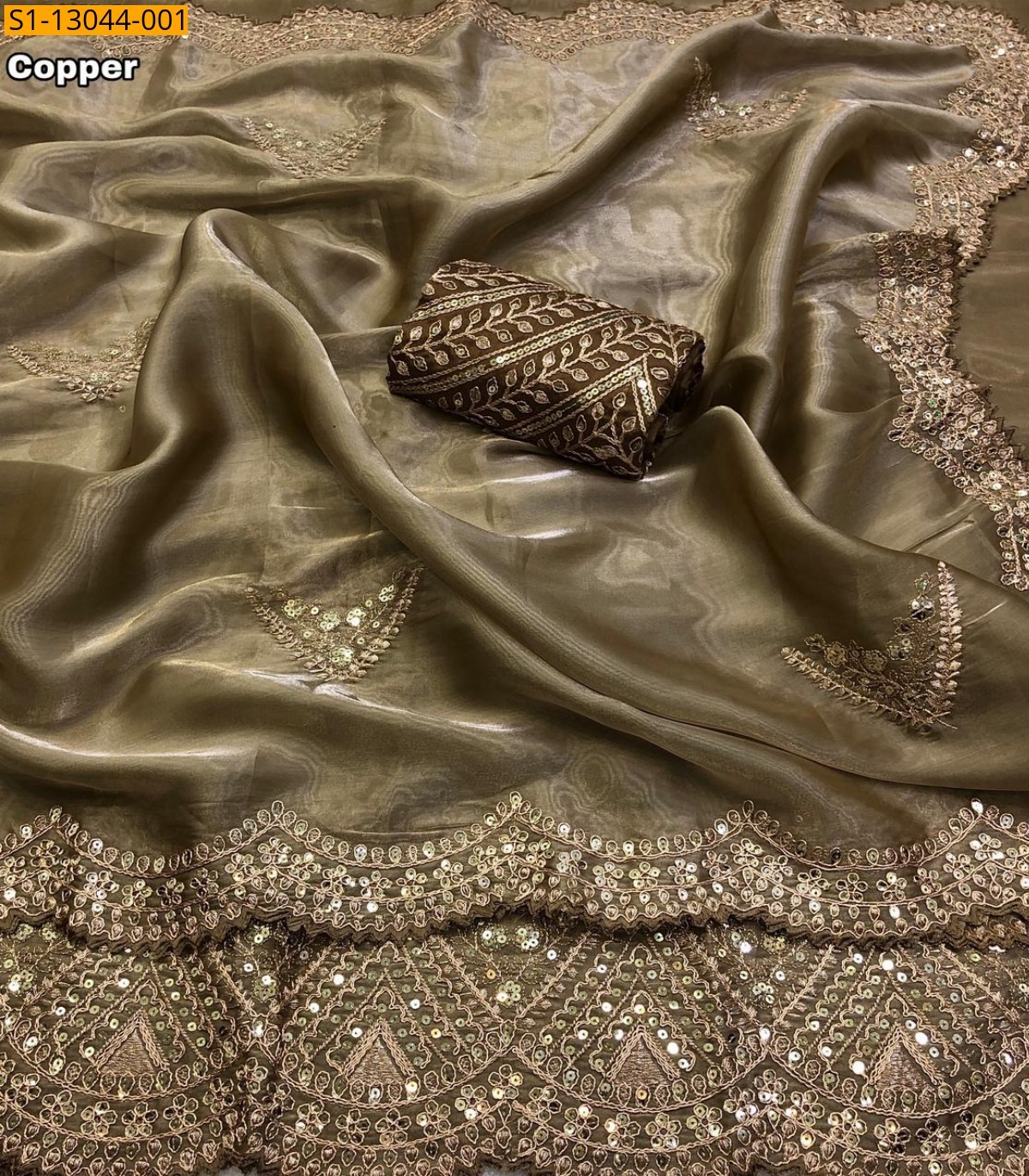 Copper Fancy Soft & smooth jimmy choo satin saree