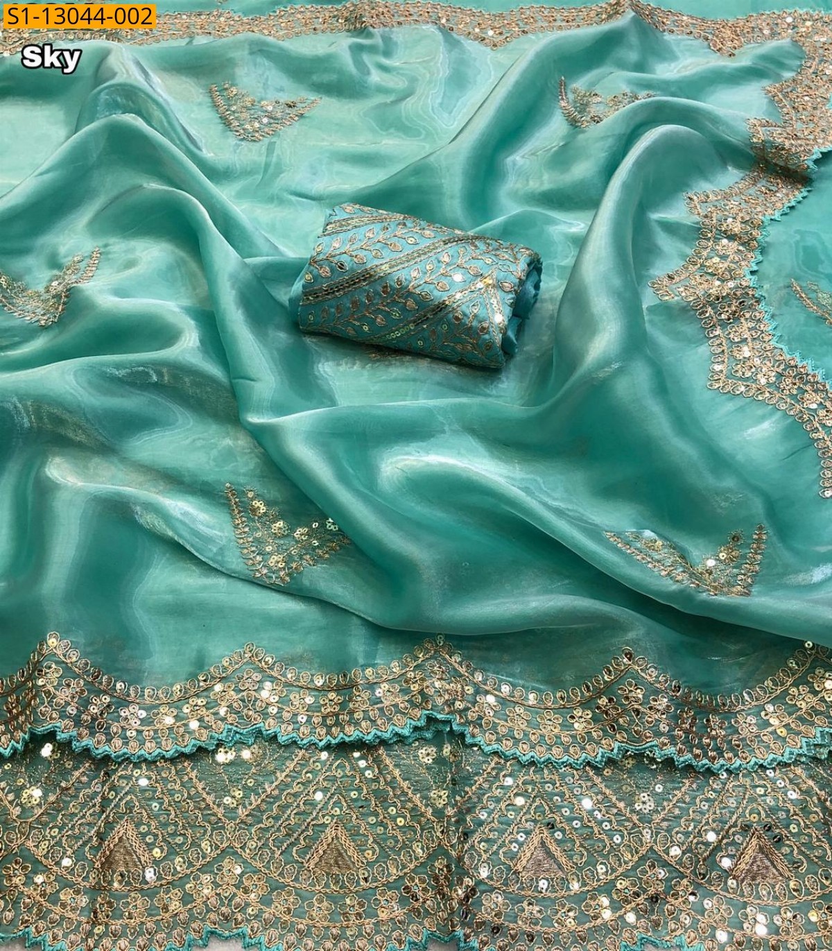 Sky Fancy Soft & smooth jimmy choo satin saree