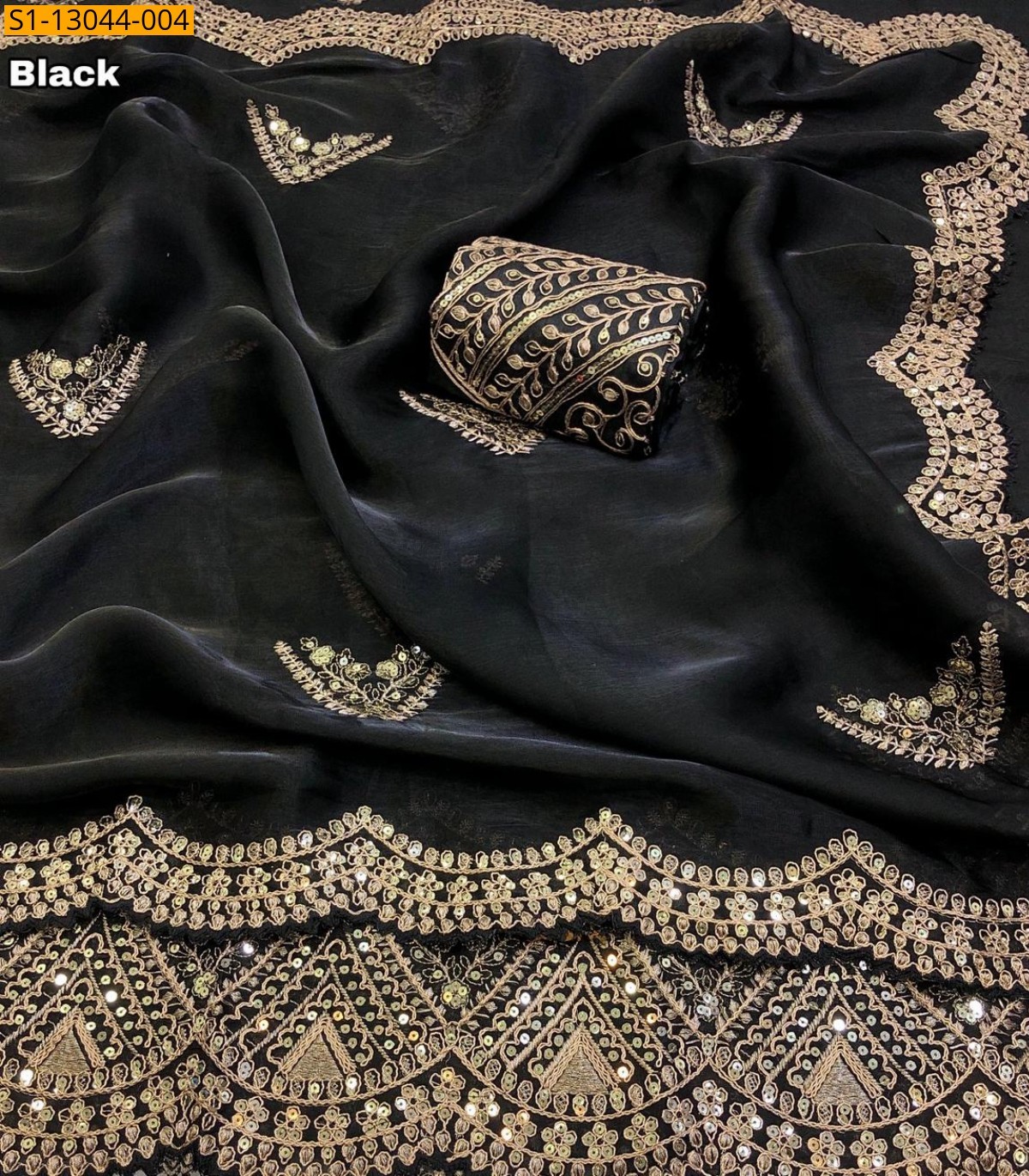 Black Fancy Soft & smooth jimmy choo satin saree