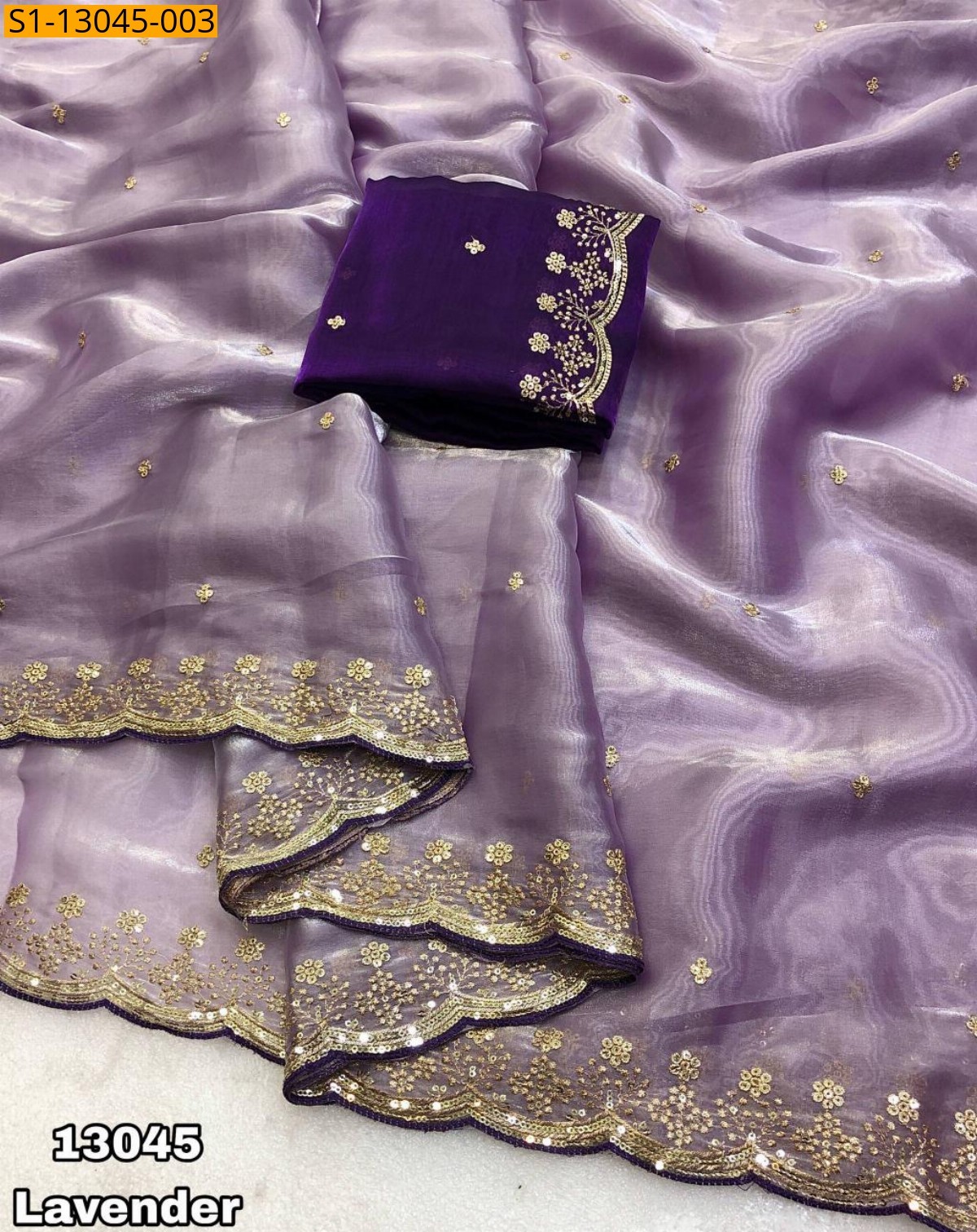 Lavender Soft & silky shimmer satin sarees