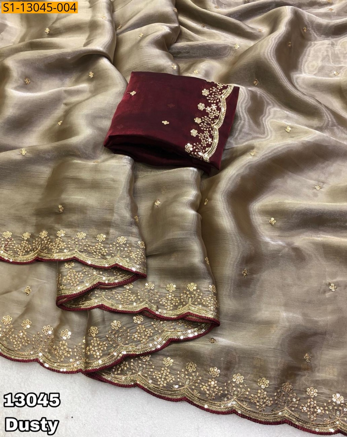 Dusty Soft & silky shimmer satin sarees