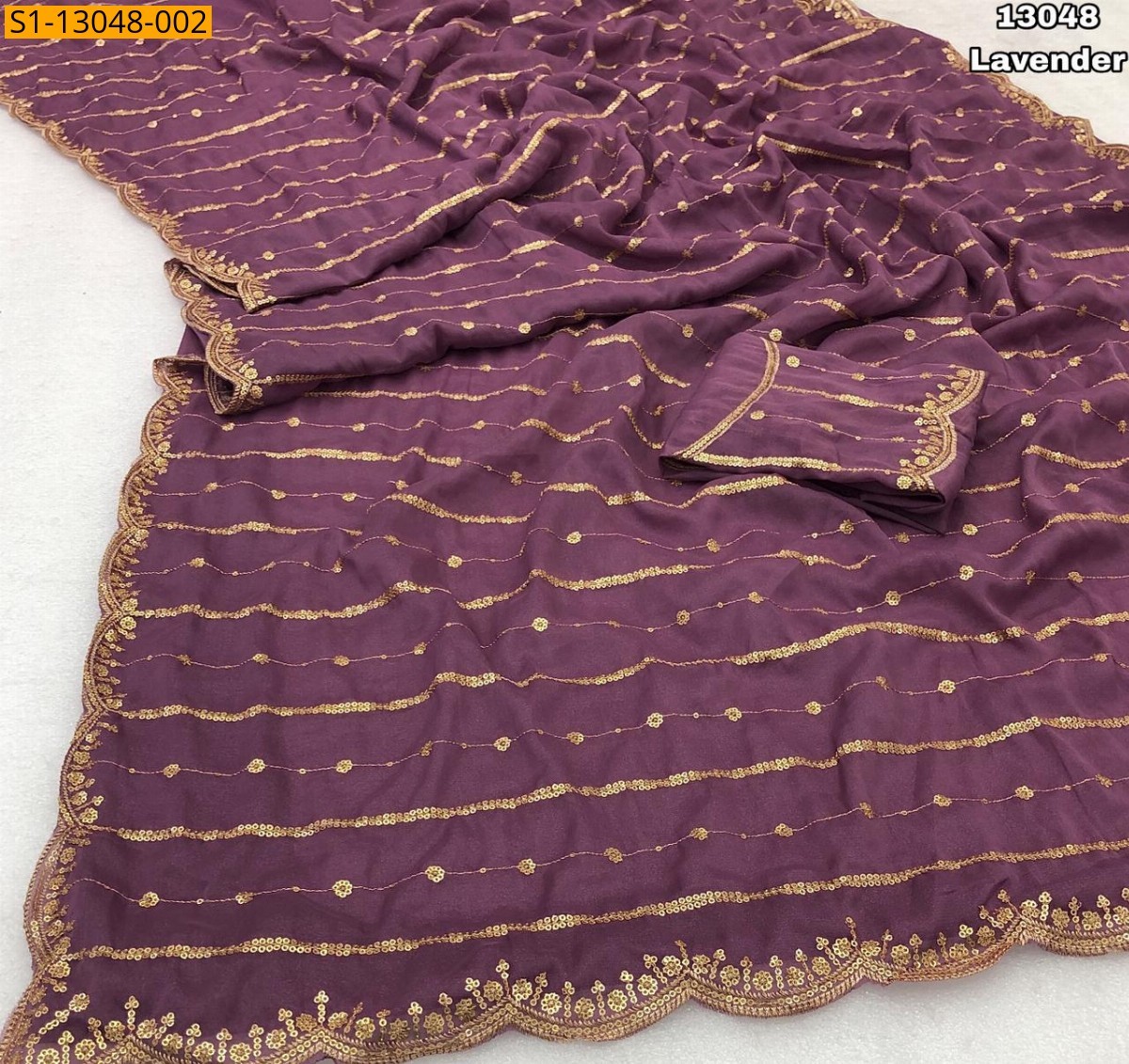 Lavender Fancy Star georgette sequence saree