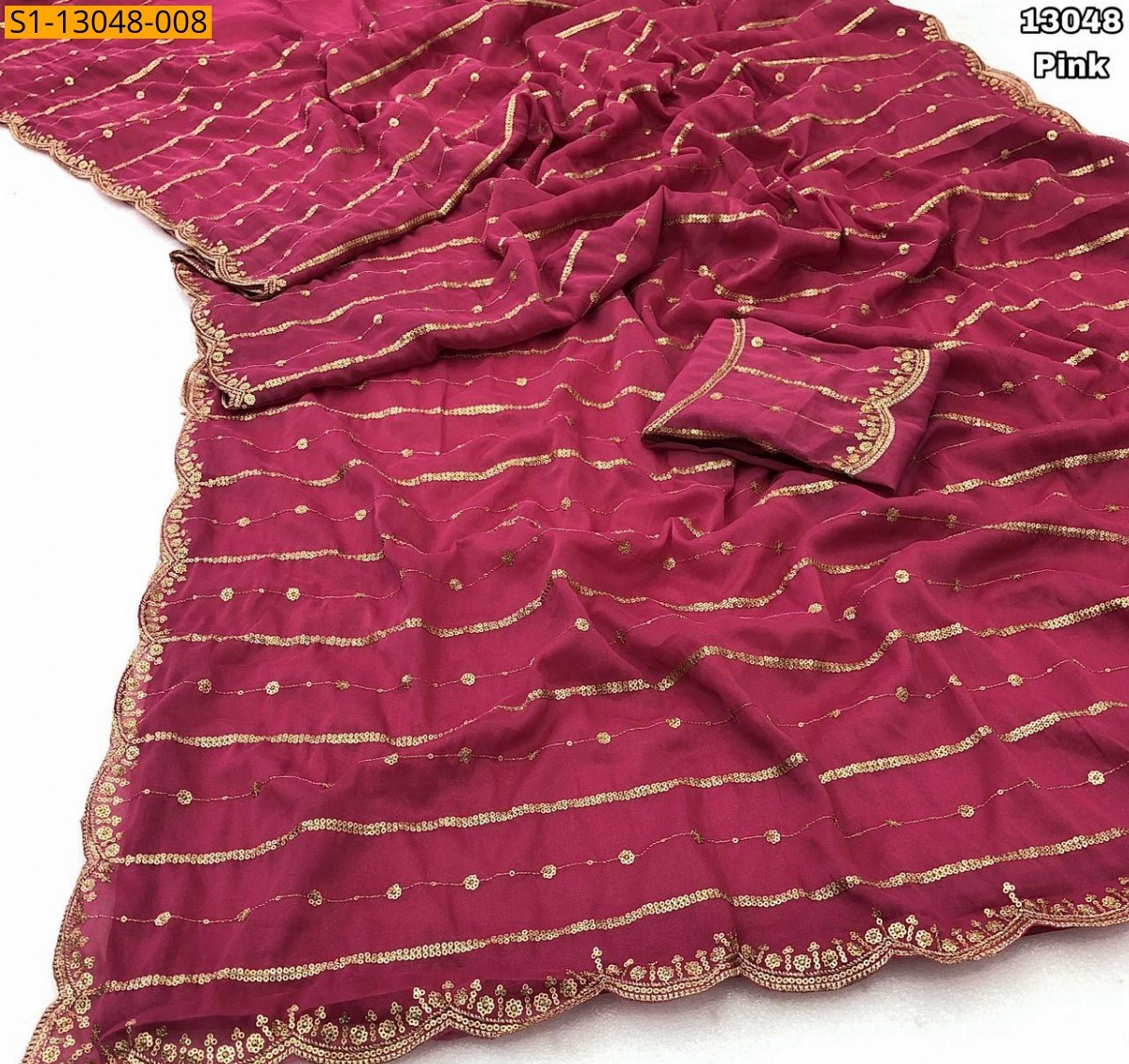 Pink Fancy Star georgette sequence saree