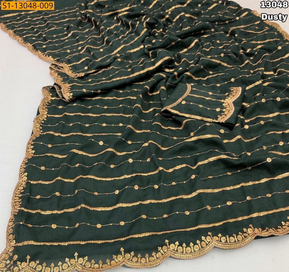 Dusty Fancy Star georgette sequence saree