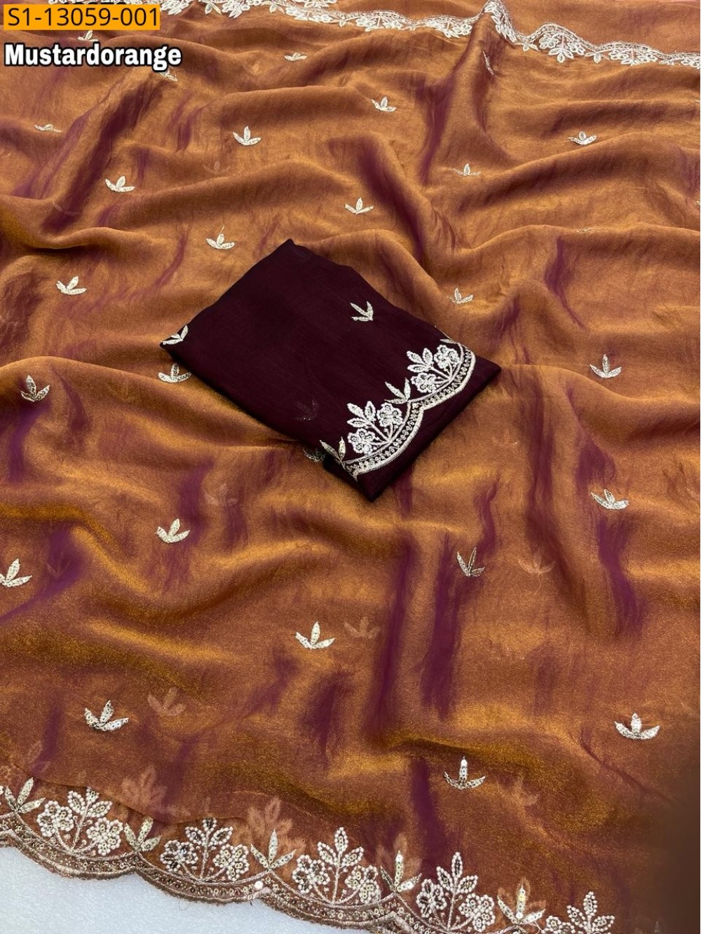 Moss chiffon saree