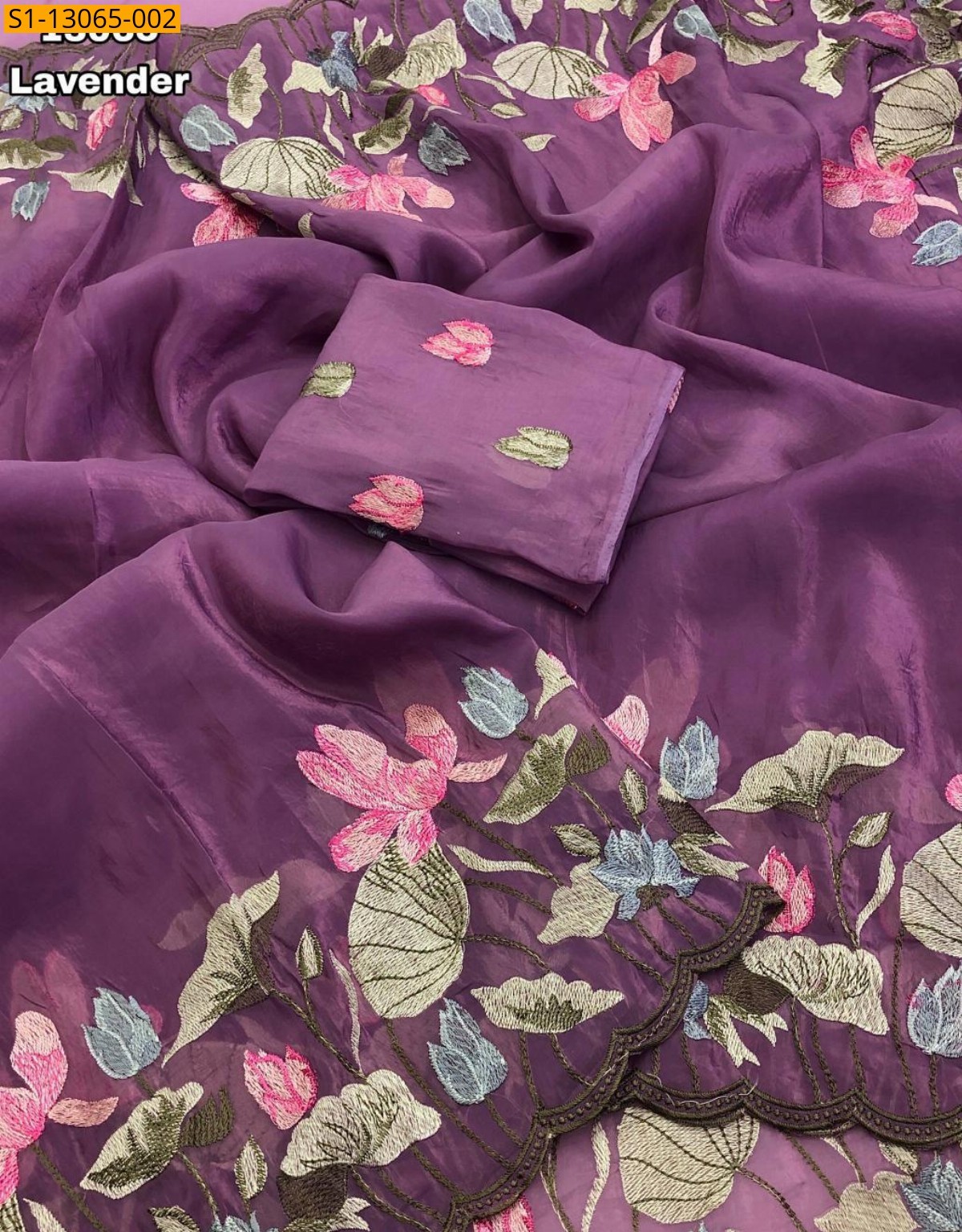 Lavendar Soft gold crush Saree