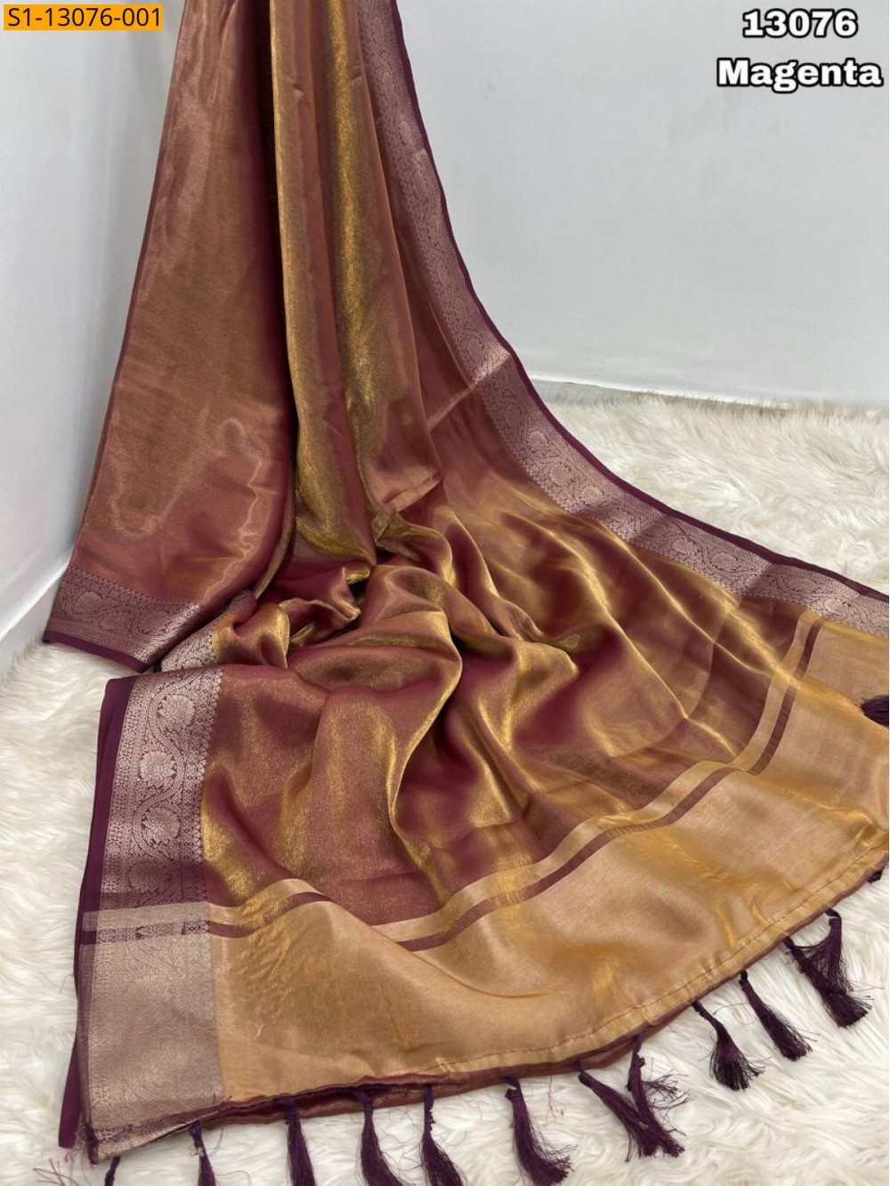 Soft and smooth fendy satin two tone saree