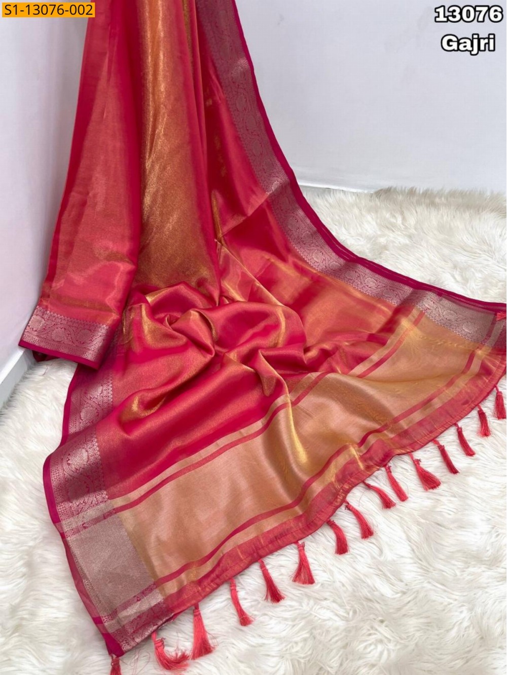 Soft and smooth fendy satin two tone saree