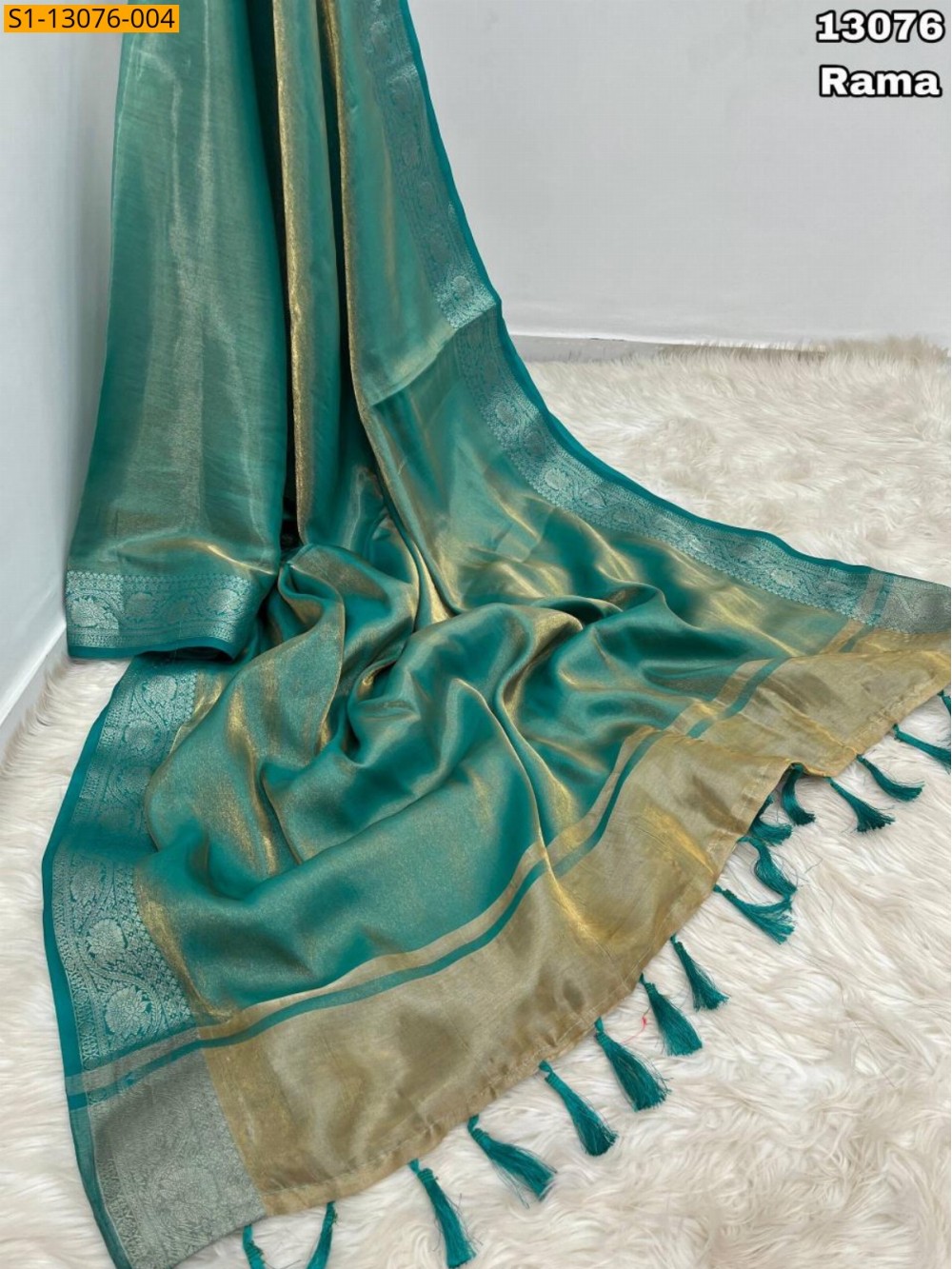 Soft and smooth fendy satin two tone saree