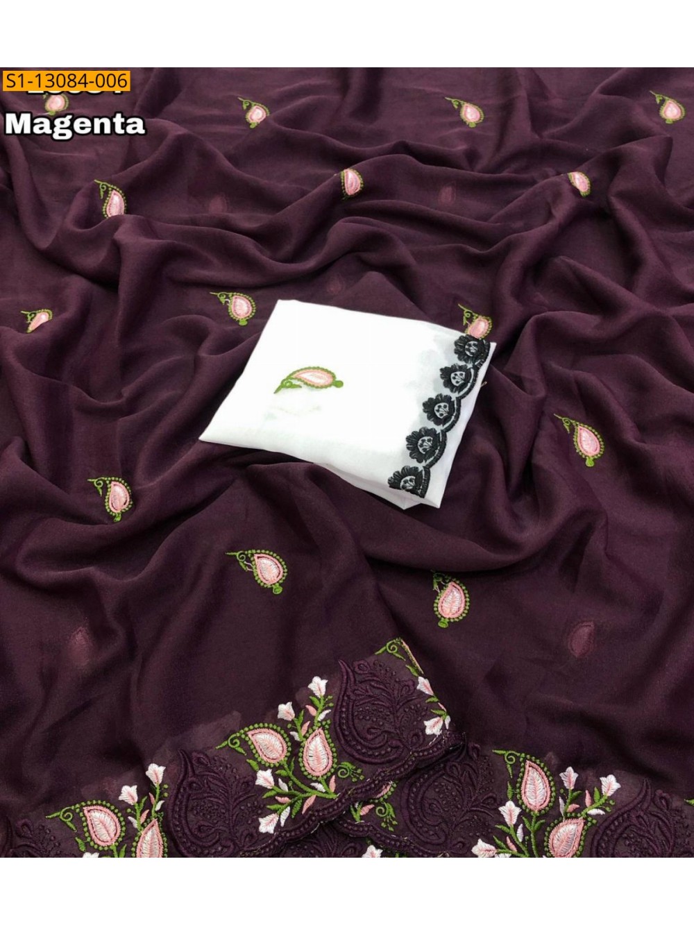 Star georgette embroidery saree