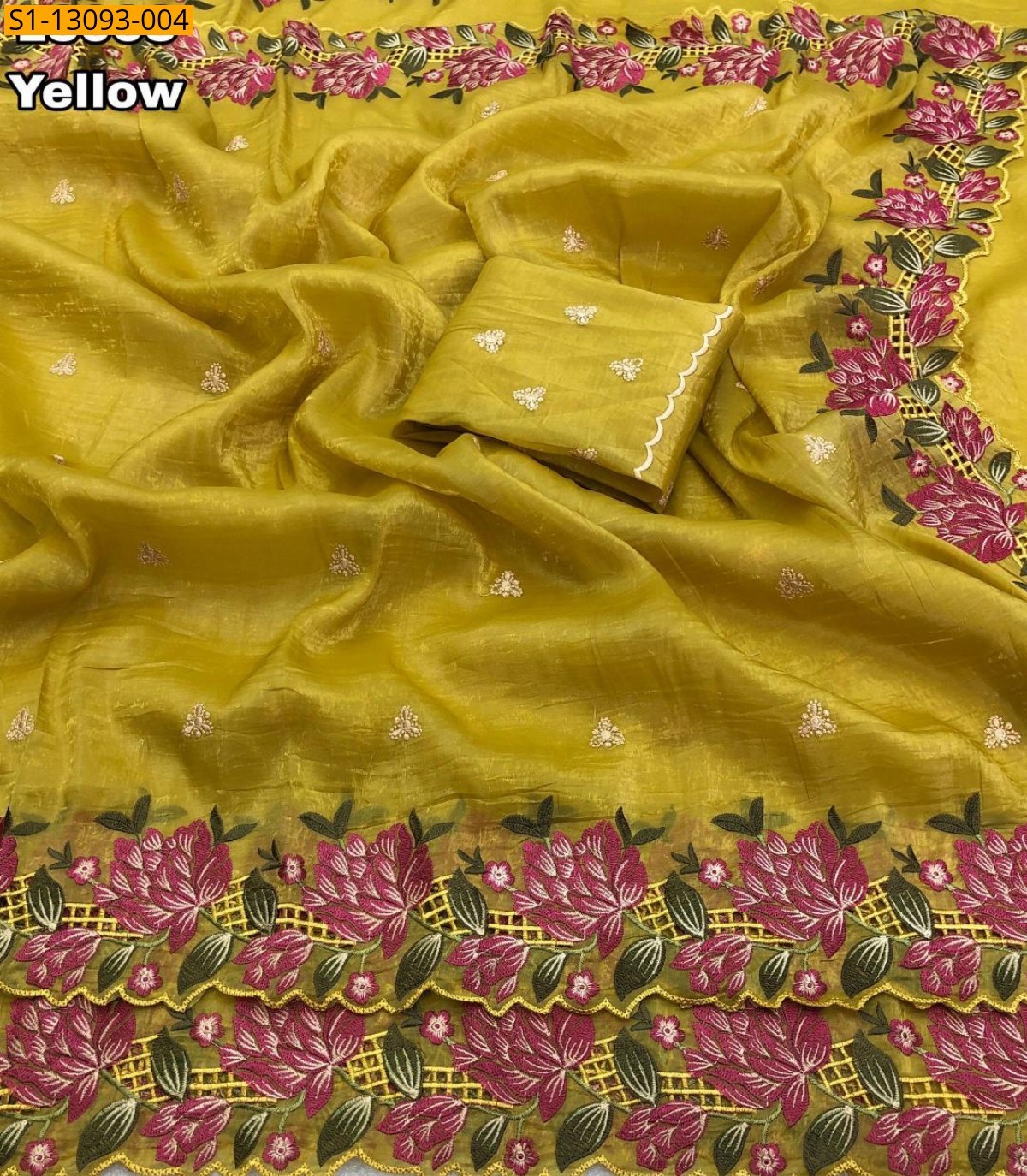 Yellow Fancy Crush Sarees