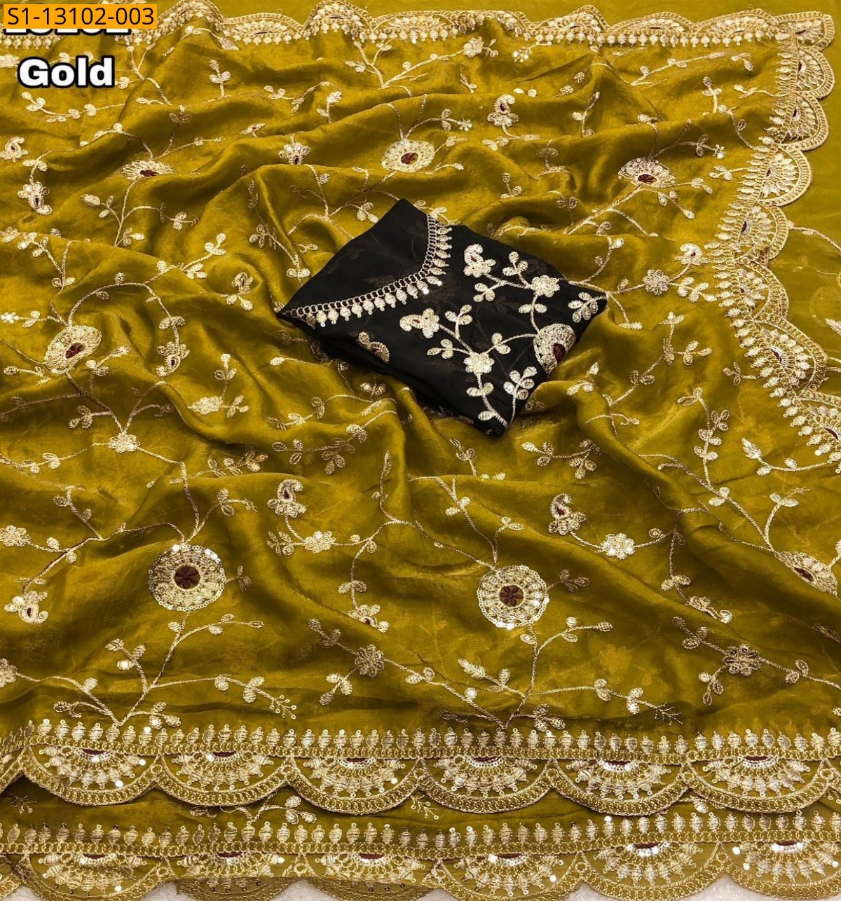 Gold Soft space silk saree 