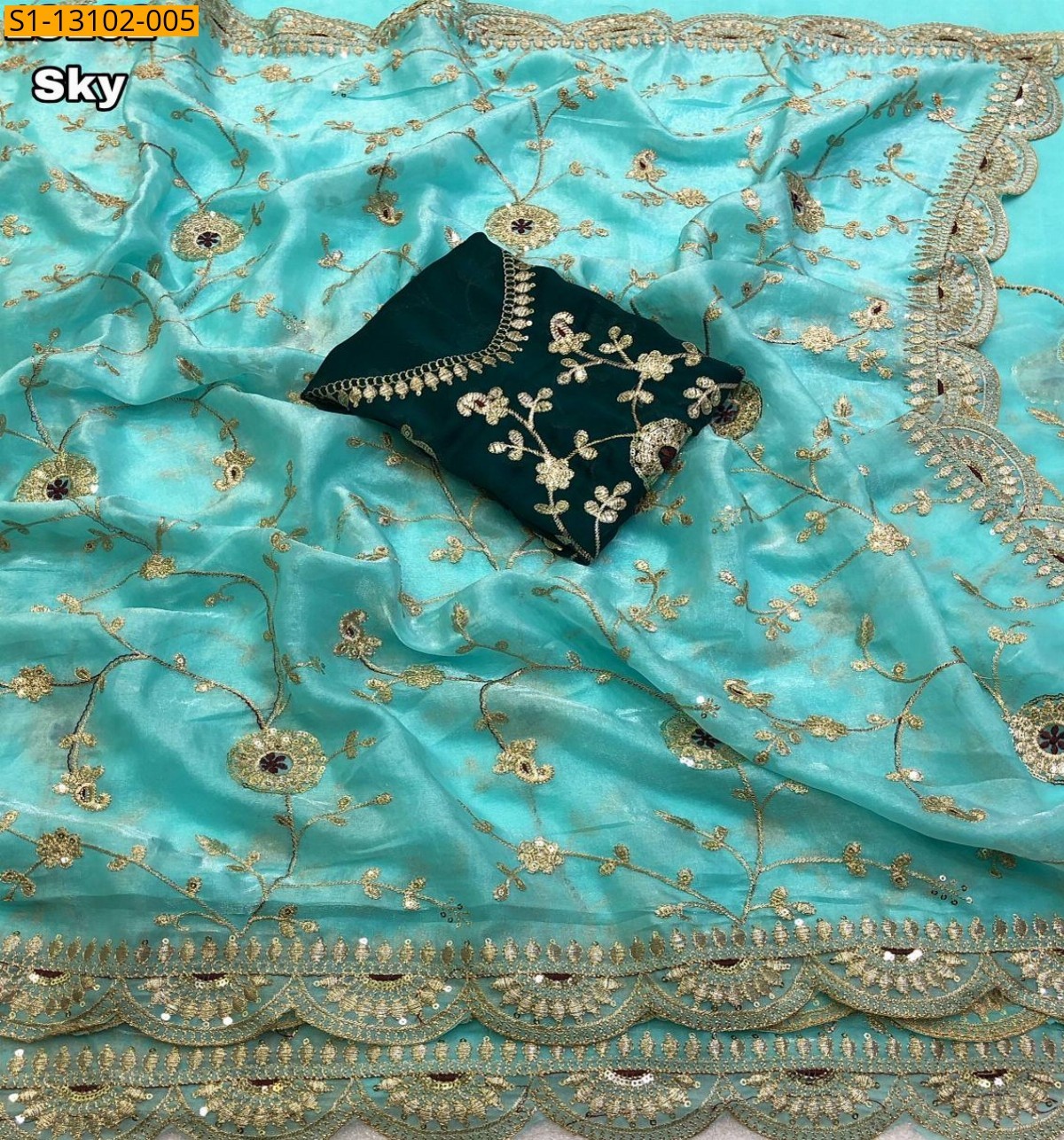 Sky Blue Soft space silk saree 