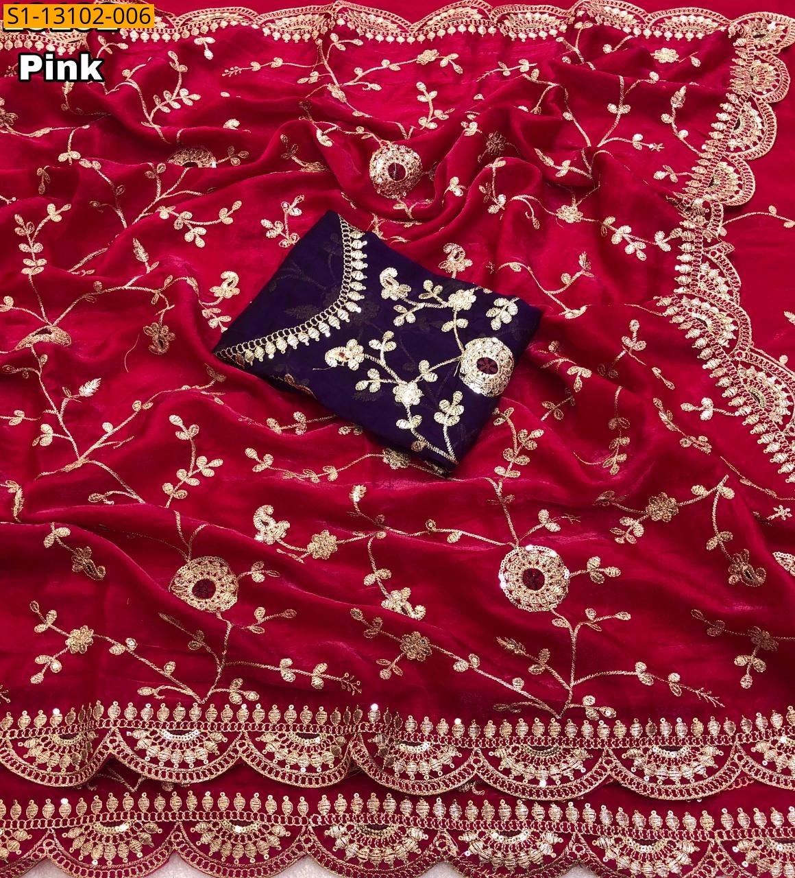 Pink Soft space silk saree 
