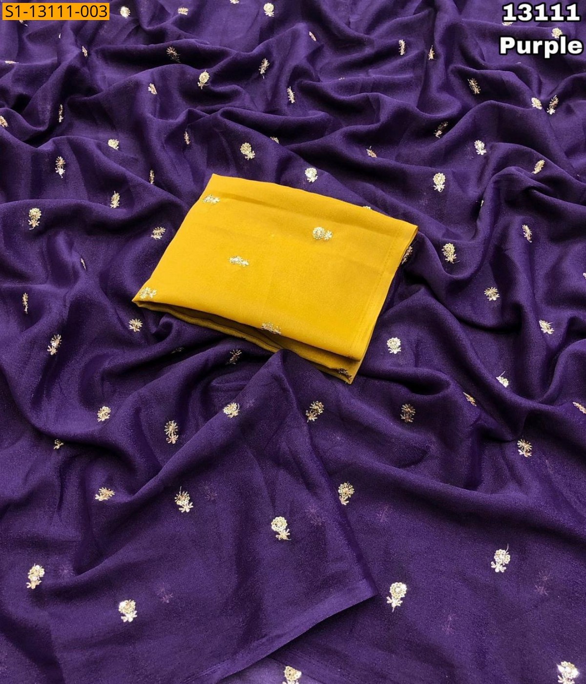 Purple Star georgette sequence work saree