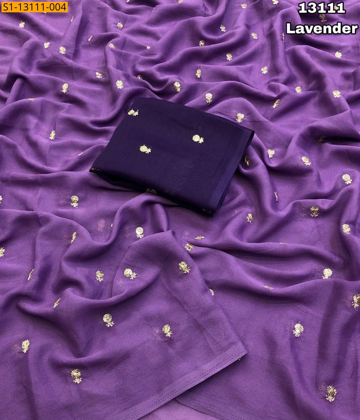 Lavender Star georgette sequence work saree