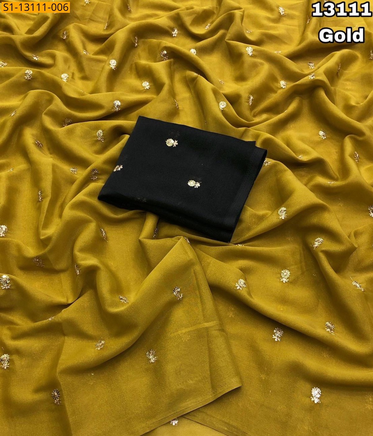 Gold Star georgette sequence work saree