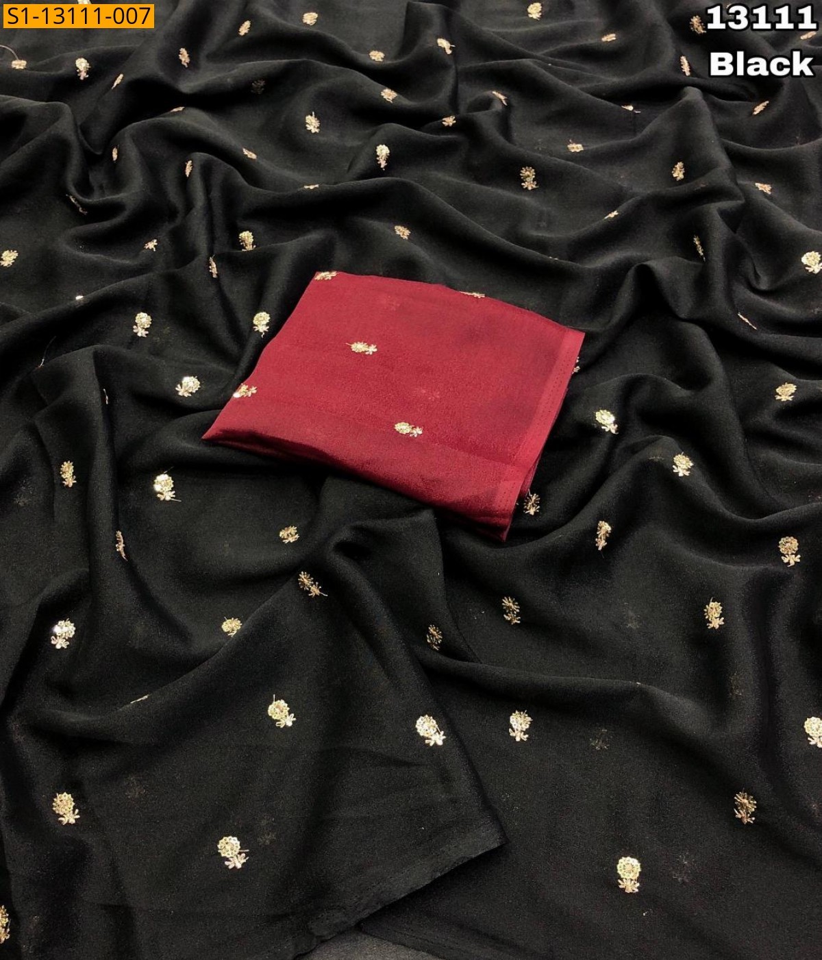 Black Star georgette sequence work saree