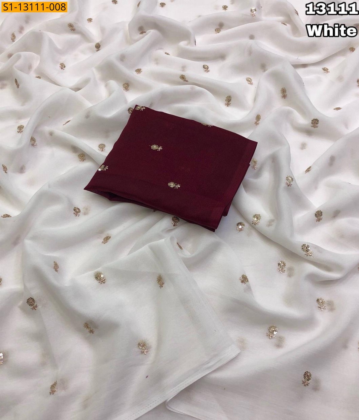 White Star georgette sequence work saree