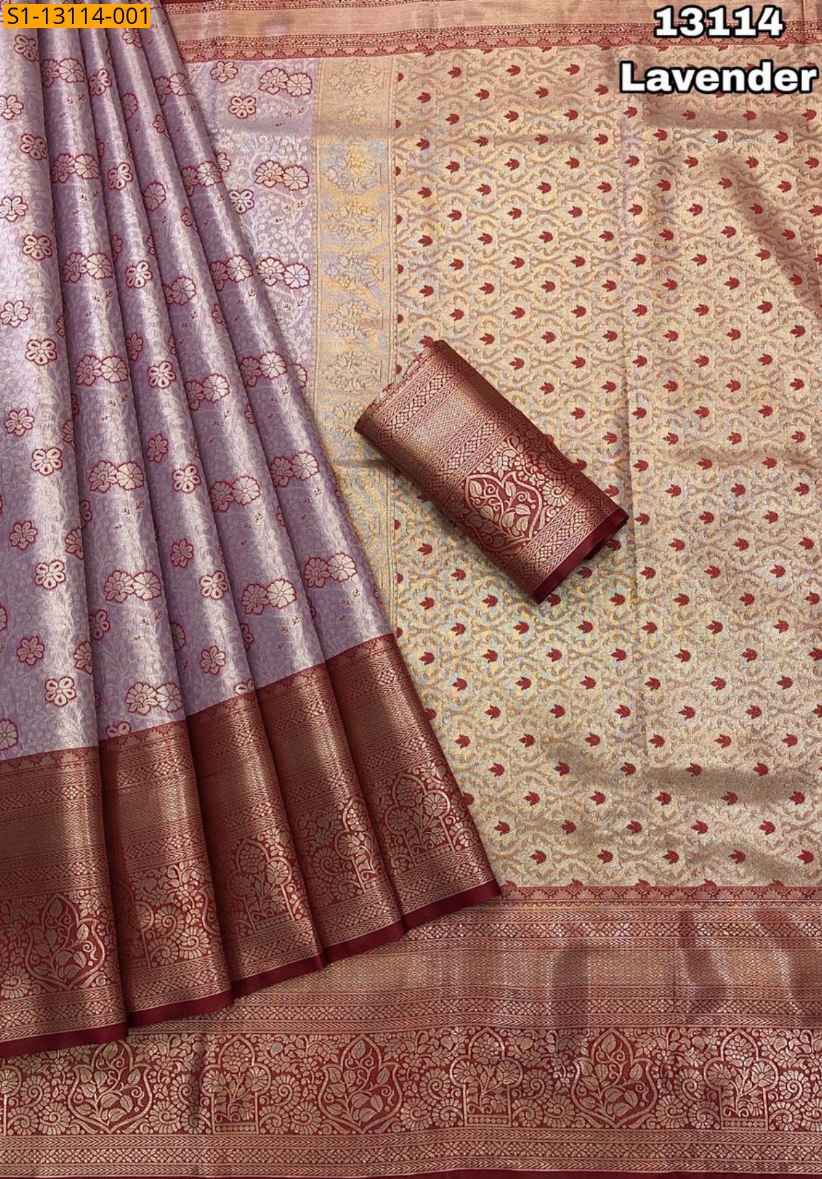 Lavender Kanjivaram Pattu Silk Saree
