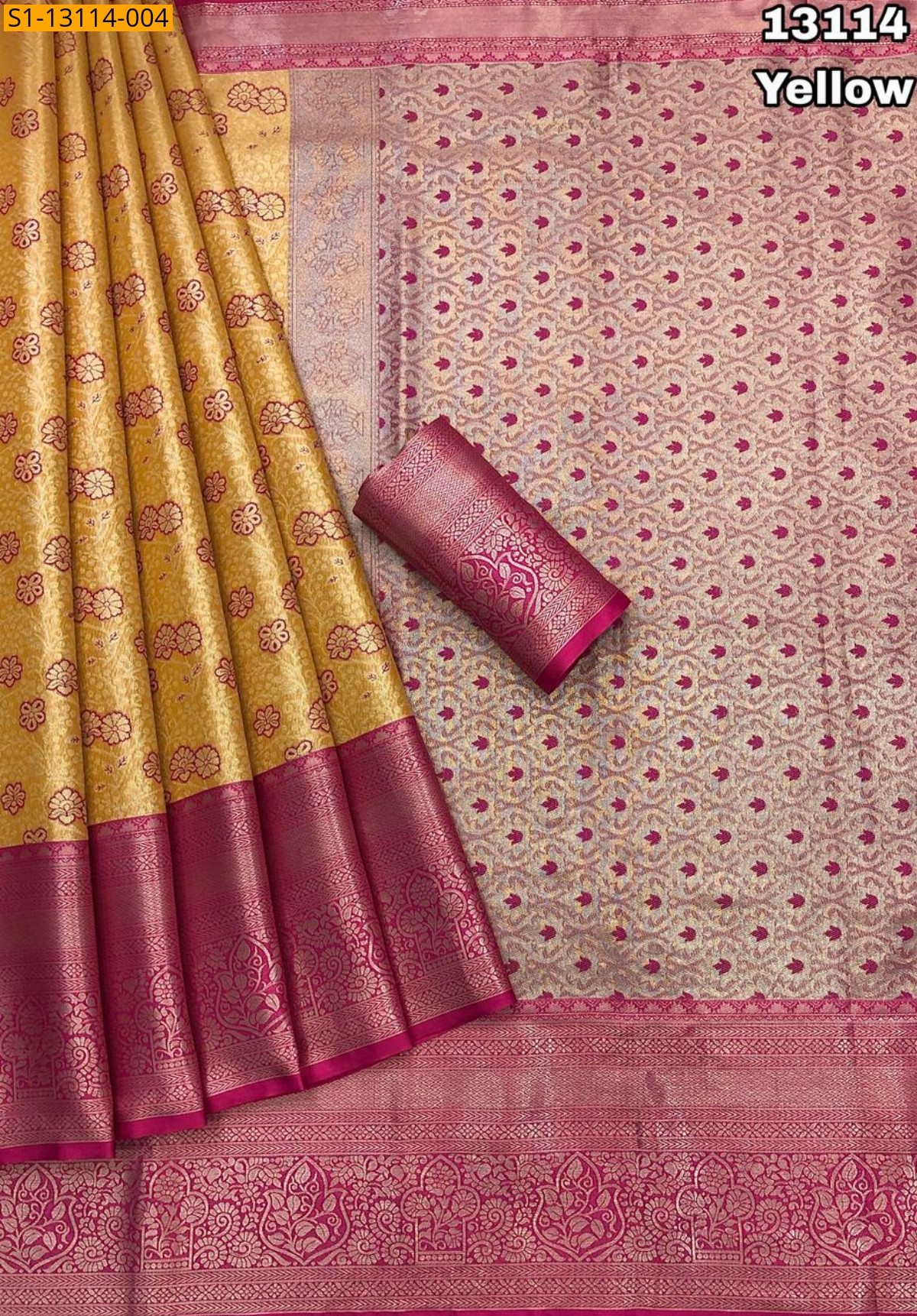 Yellow Kanjivaram Pattu Silk Saree