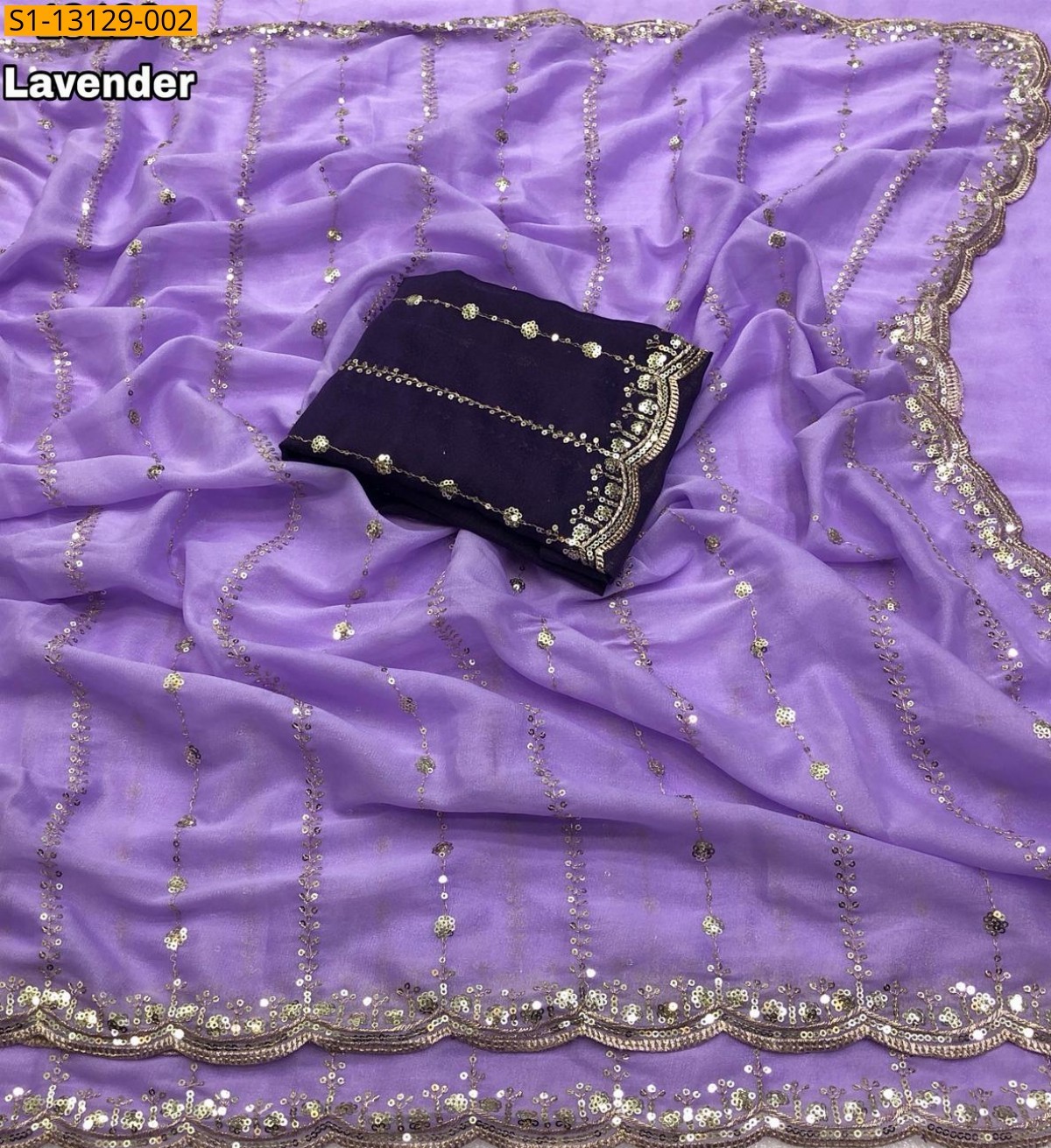 Star Georgette Sequence Sare