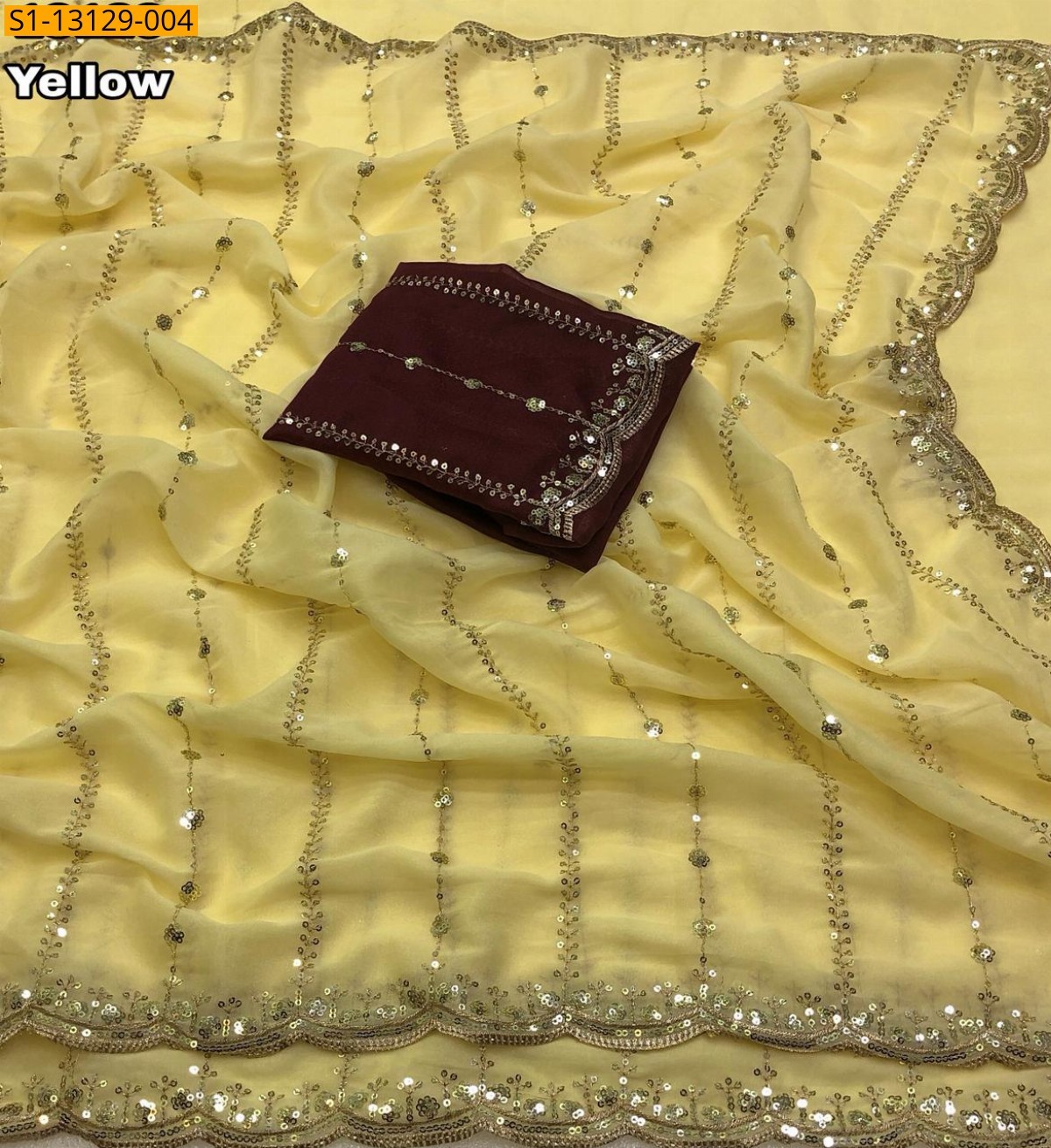 Star Georgette Sequence Sare