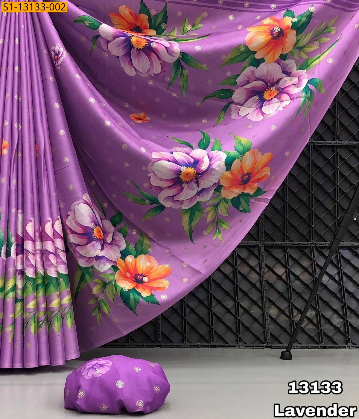 Lavendar Satin Georgette Saree