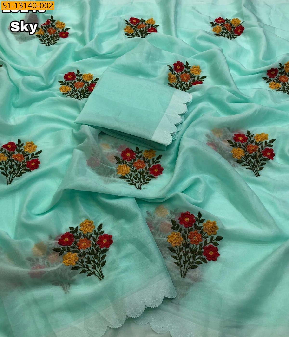 Star georgette embroidery Saree