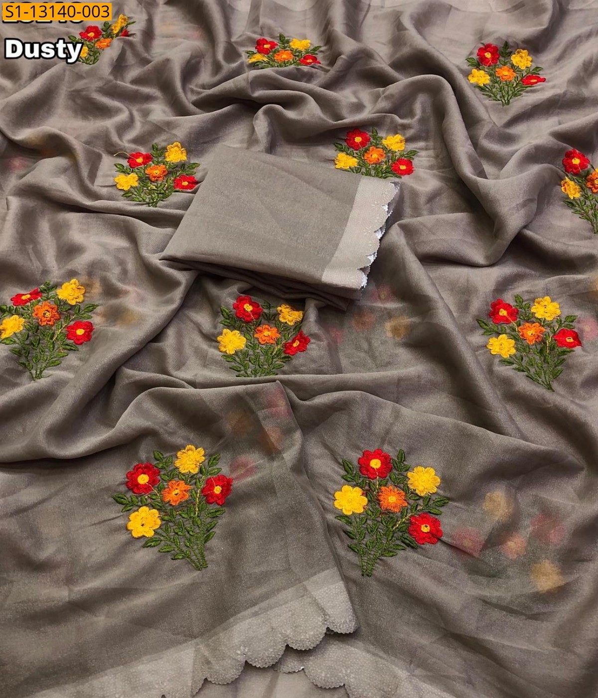 Star georgette embroidery Saree