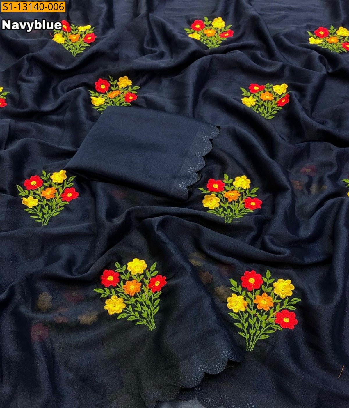 Star georgette embroidery Saree