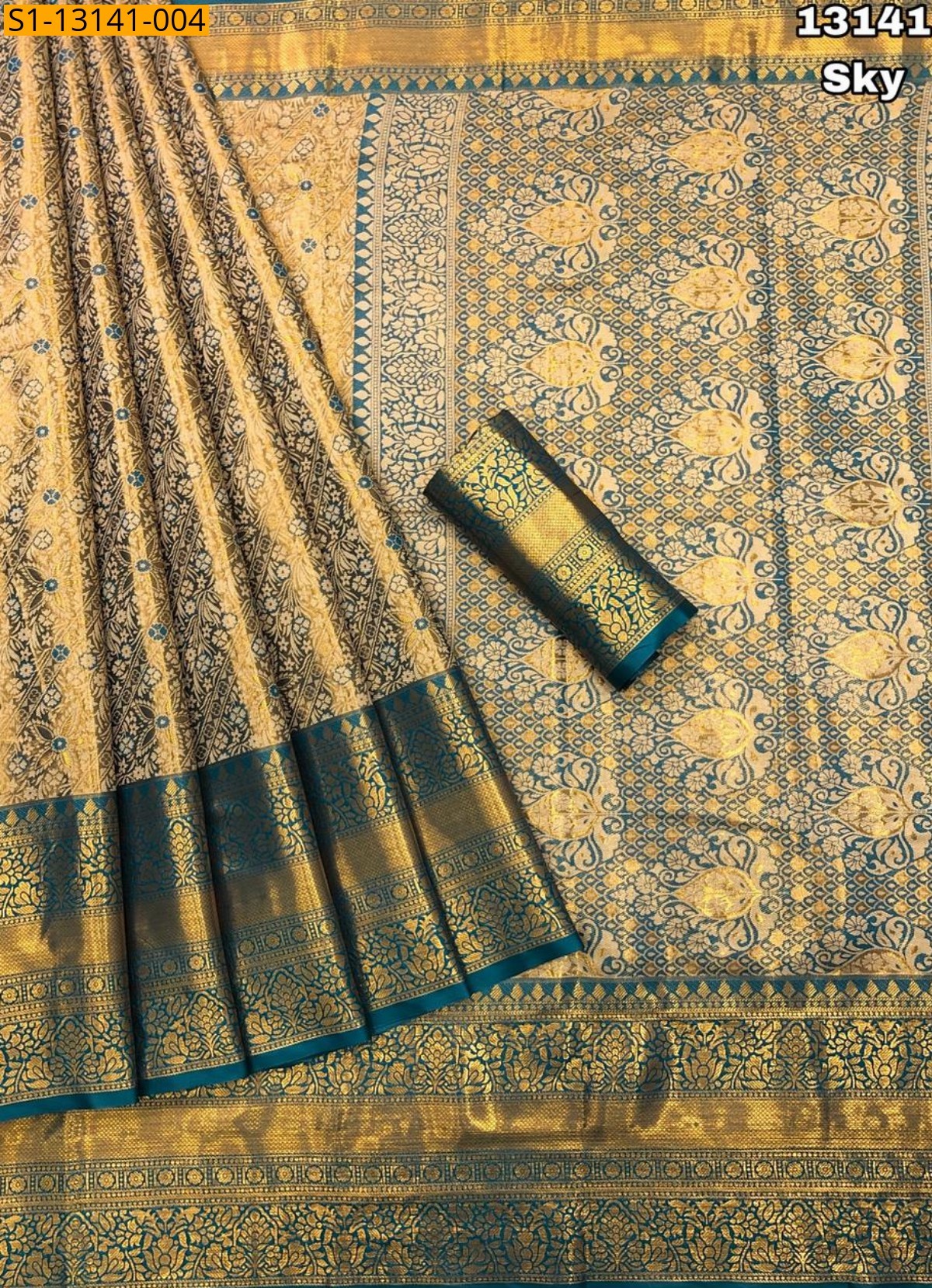 Sky Blue Fancy Kanjivaram Silk Saree