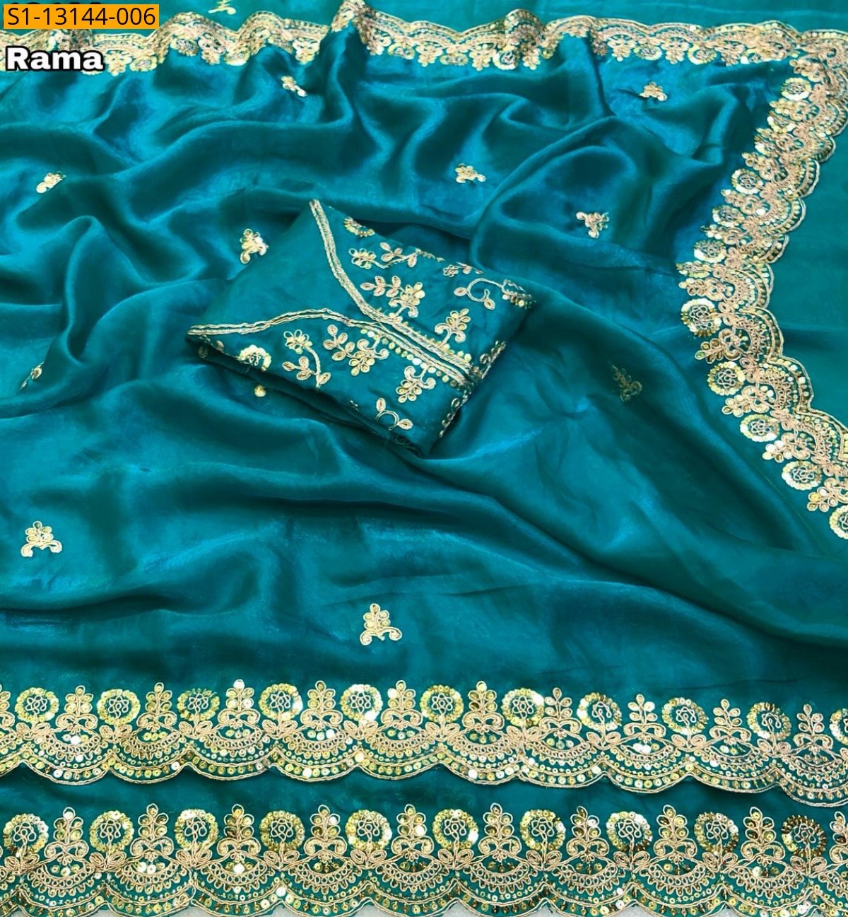 Rama Blue Soft space silk Saree