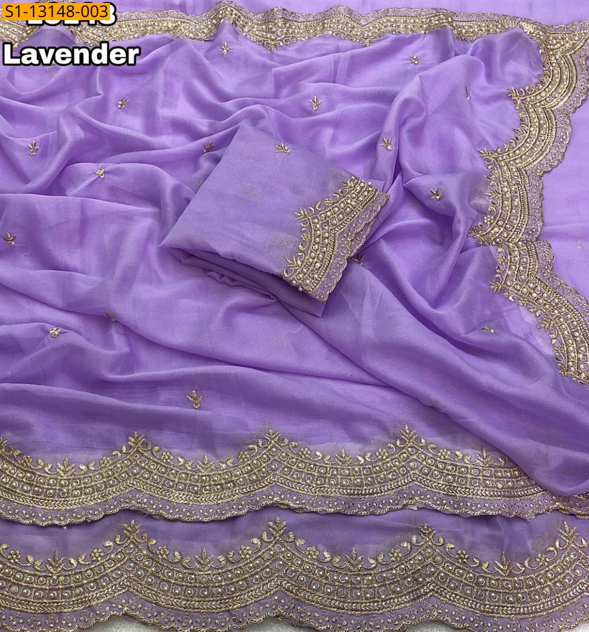 Lavender Star Georgette Saree
