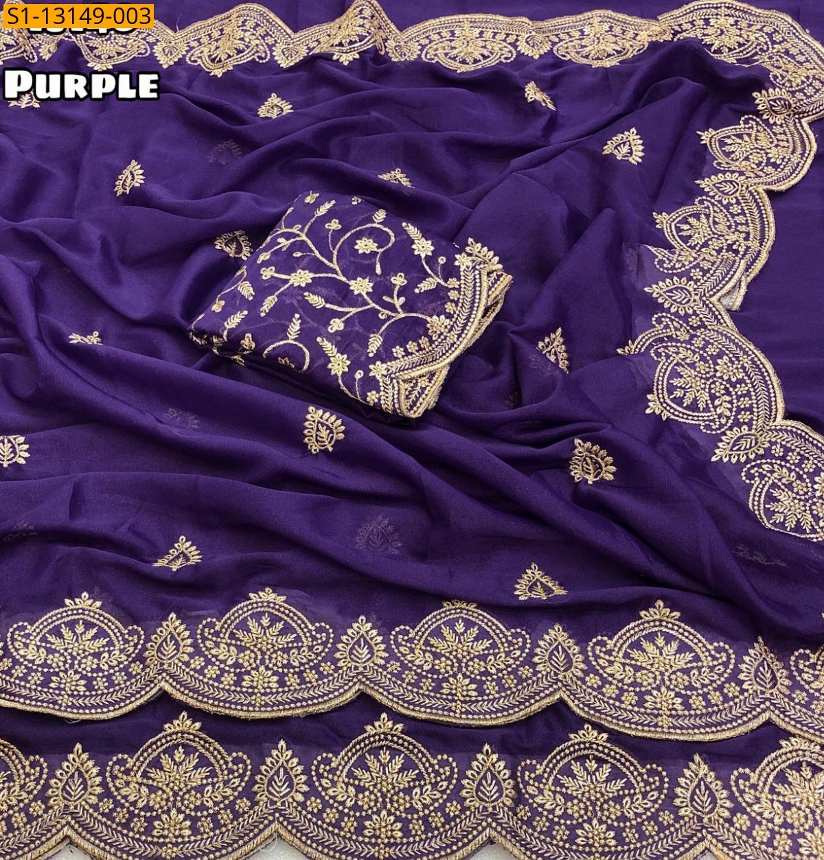 Purple Star georgette Saree