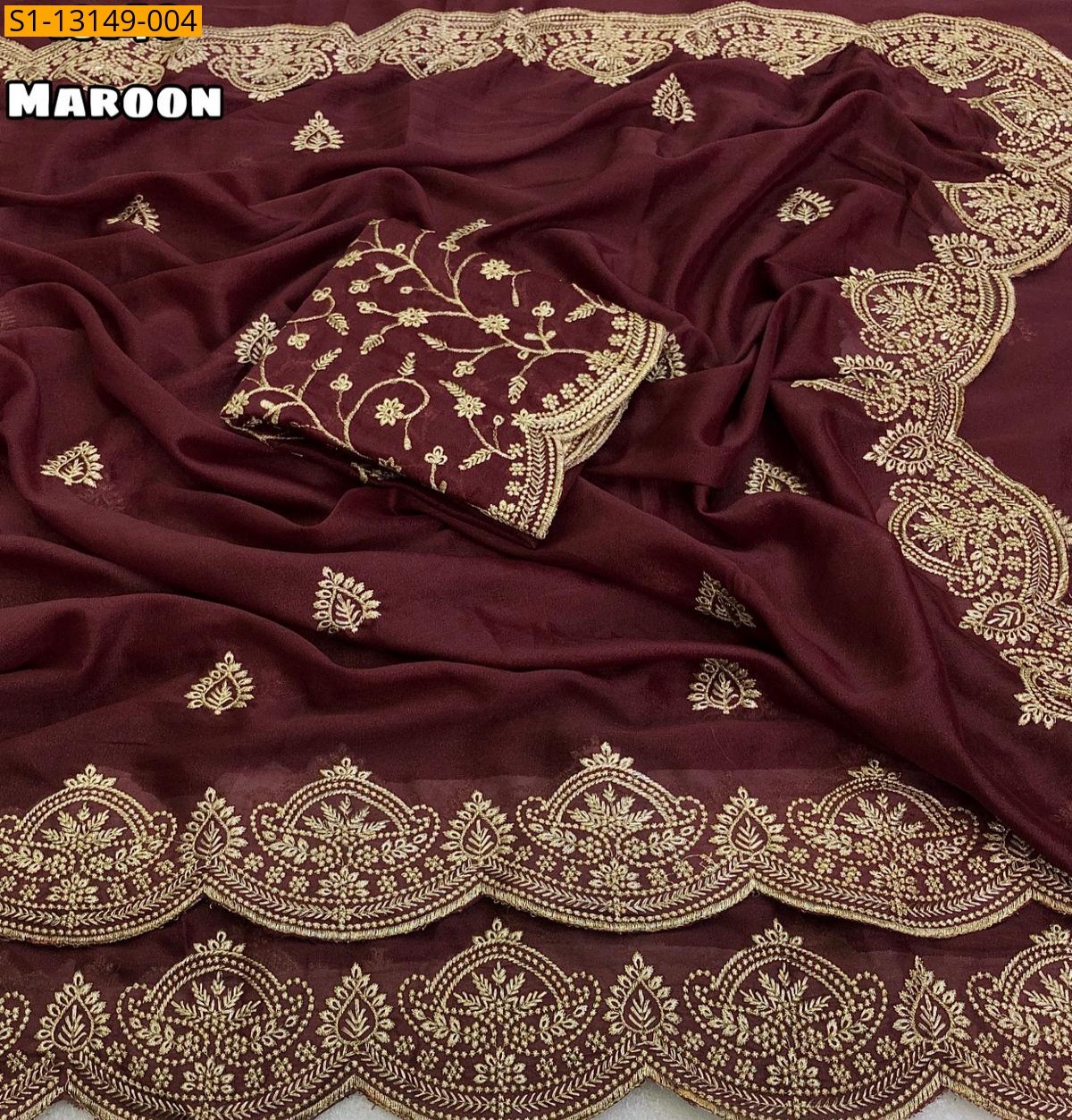Maroon Star georgette Saree