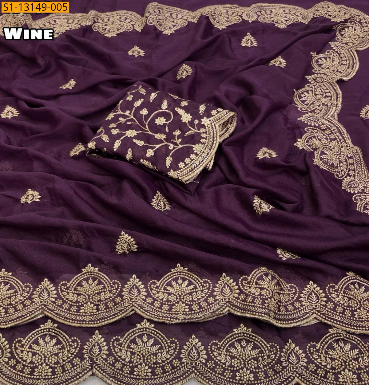 Wine Star georgette Saree