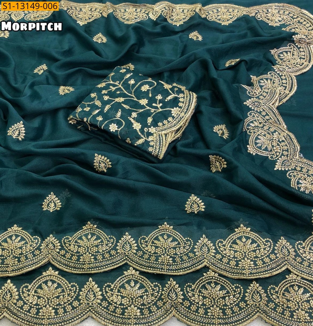 Morpitch Star georgette Saree