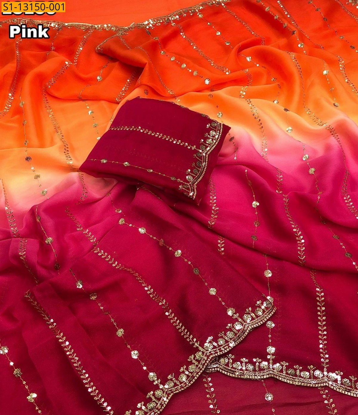 Pink Fancy star georgette sarees