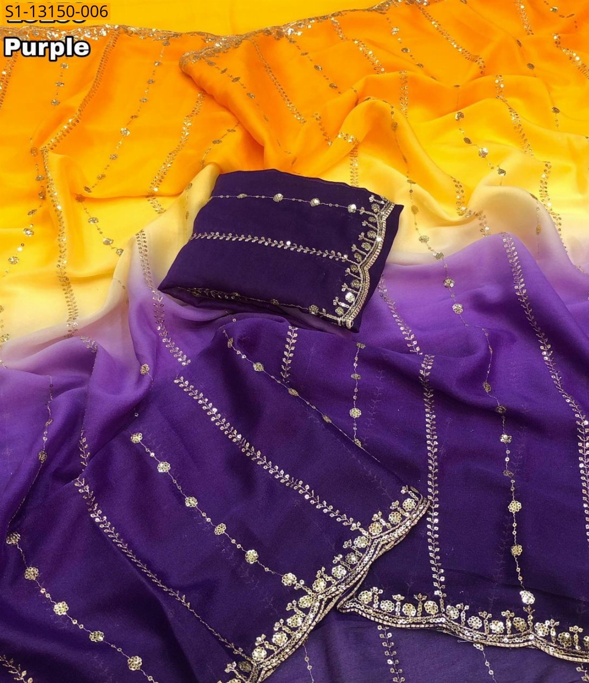 Purple Fancy star georgette sarees