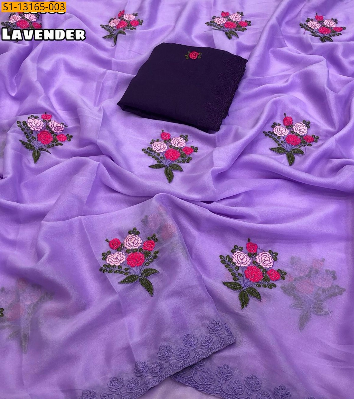 Lavender Star Georgette Saree