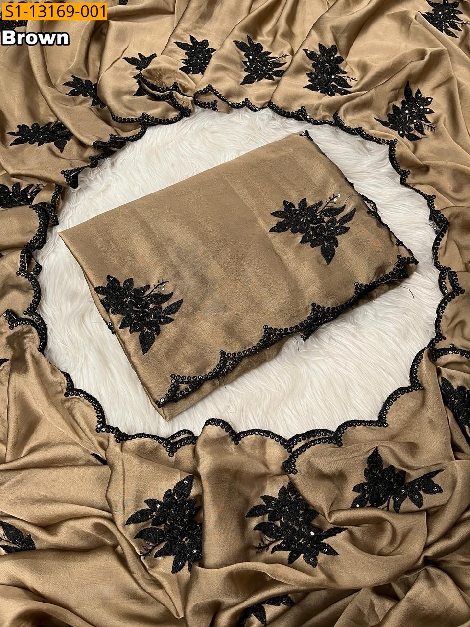 Rangoli Georgette Sarees - Brown