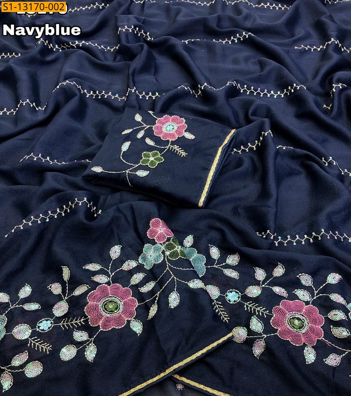 Star Georgette Embroidery Sarees